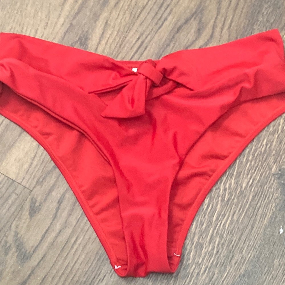Red Bikini Bottom with Front Knot